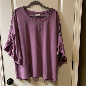 Style & Co. Purple Ruffle Sleeve Blouse